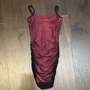 Katie J Ruched Sheath Slip Dress in pink and Black